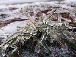 Winter ice storm - Freezing rain over the city