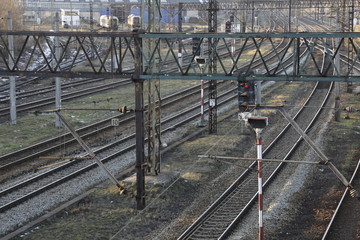 Railway tracks, lines. Train tracks. Railroad. Railway infrastructure