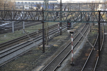 Railway tracks, lines. Train tracks. Railroad. Railway infrastructure