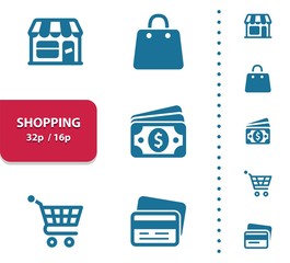 Shopping Icons (4x magnification for preview).