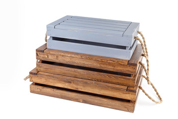 Pyramid of wooden boxes