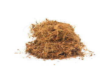 Coconut fiber white background.