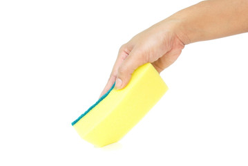 Sponge yellow white background.