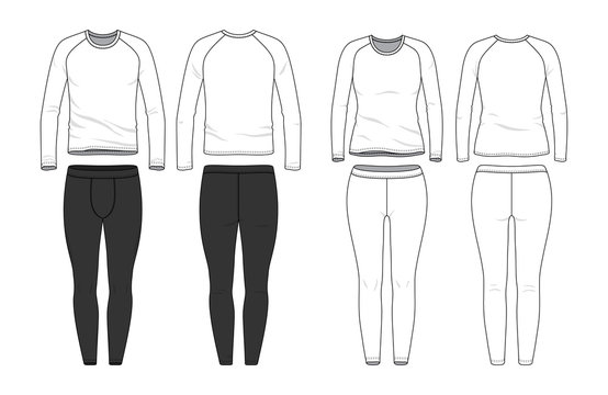 Girls Long Legging fashion flat sketch template. Women Active wear