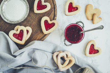 Heart shaped Linzer cookies