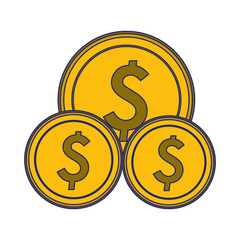 money coins isolated symbol blue lines