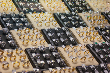 Gold decoration on display in a jewelry store