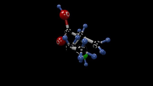 Isoleucine molecule. Molecular structure of essential amino acid isoleucine present in dietary proteins. Alpha channel.
