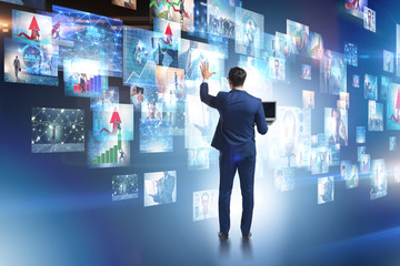 Concept of streaming video with businessman