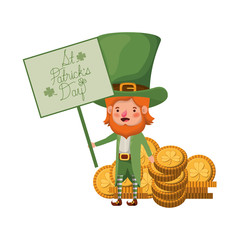 st patricks day label with leprechaun character