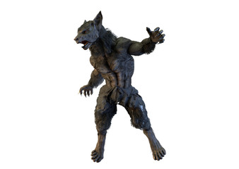 3D Illustration of a werewolf on white background