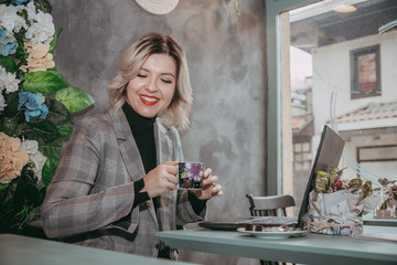 Woman typing on laptop