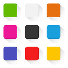 Colorful set of square buttons with shadow. Vector illustration