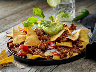 corn chips nachos with fried minced meat