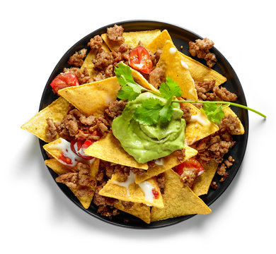 corn chips nachos with fried minced meat