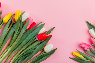 Valentine's Day background. Beautiful fresh tulips.