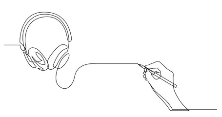 hand drawing business concept sketch of headphones