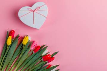 Valentine's Day background. Beautiful fresh tulips.