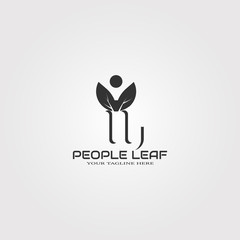 Abstract People logo template with leaf, vector logo for business corporate, nature, human health, cooperation , community, elements, illustration -vector