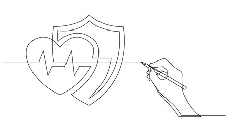 hand drawing business concept sketch of heart health protection