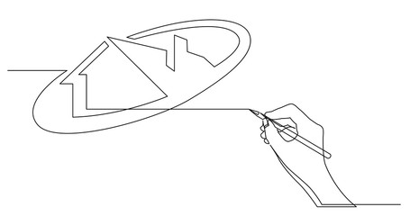 Fototapeta premium hand drawing business concept sketch of real estate agency