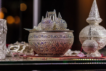 Beautiful Ancient Thai genuine silver jewelry, retro engraved silverware, Beautiful genuine silver...