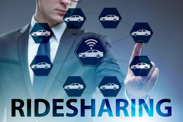 Businessman in carpooling and carsharing concept