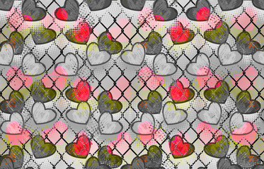 A heart. Seamless pattern. Pattern. Background. Background of strips with hearts.
