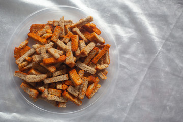 Heap of dried bread pieces