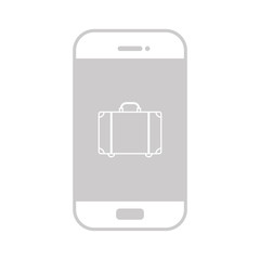 Koffer auf Smartphone Display - grau