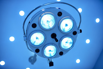Surgical lamp and medical devices in the operating room. Background