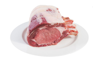 Pork rib roast on a white plate