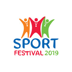 Sports logo of the colored people of the winners. Vector graphics