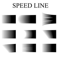 Set of different simple speed line. Comic book speed horizontal zoom lines on white background. Manga and Comic vector elements.