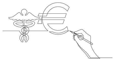 hand drawing business concept sketch of health care cost in euro
