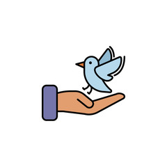 freedom, hand, birs, dove icon. Element of feminism illustration. Premium quality graphic design icon. Signs and symbols collection icon for websites, web design