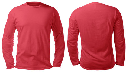 Red Long Sleeved Shirt Design Template