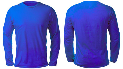 Blue Long Sleeved Shirt Design Template