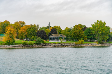 Beautiful city skyline along St Lawrence River