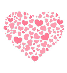 Obraz na płótnie Canvas Heart shape with pink hearts inside