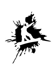 graffiti tropfen klecks spritzer fahren snowboard sprung springen stunt spa&szlig; sport winter urlaub ferien ski piste schnell kalt clipart umriss silhouette snowboarden brett sprungchance design logo