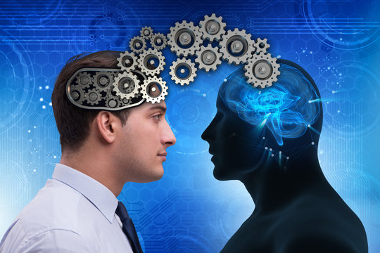 Cognitive computing concept as future technology with businessma