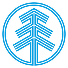 Linear graphic tree sign. Stylized logo. Vector