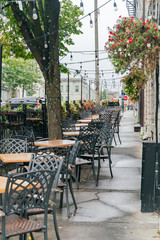 Outdoor desk and chair along the street