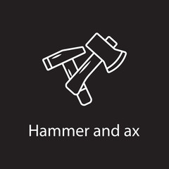 Hammer and Ax icon icon. Simple element illustration. Hammer and Ax icon symbol design from Construction collection set. Can be used in web and mobile