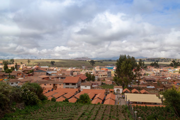 Cusco, Peru, -January 2019 Panoramic aerial view over the main square of Cusco (Plaza de Armas)