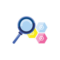 search magnifying glass with metal nuts