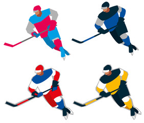 The figure of a hockey player. Set different color sportswear. Vector graphics