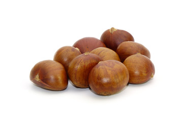 Chestnuts : Roasted chestnuts isolated on white background.