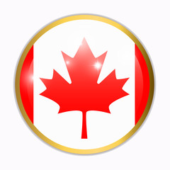 Bright background with flag of Canada . Happy Canada day background. Bright button with flag.